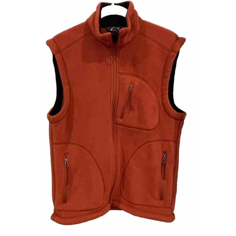 MEC Mountain Equipment Co-Op Zip Up Polartec Fleece Vest • Orange • Small